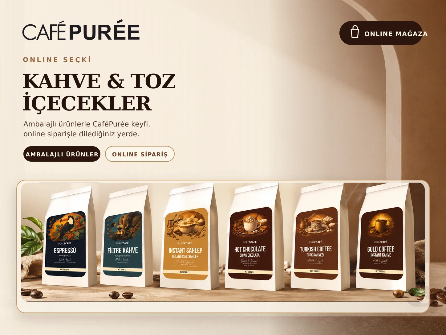 CafePurée ambalajlı kahve ve toz içecek online seçkisi